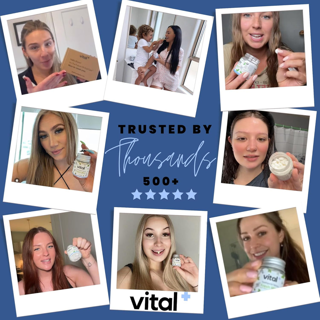 Vital Toothpaste Tabs with 7% Nano-Hydroxyapatite | Naturally Whitens + Remineralizes Teeth | Fluoride & Plastic Free | Combats Sensitivity | Travel & Eco Friendly | Fresh Mint | 248 Tablets (4 Month)