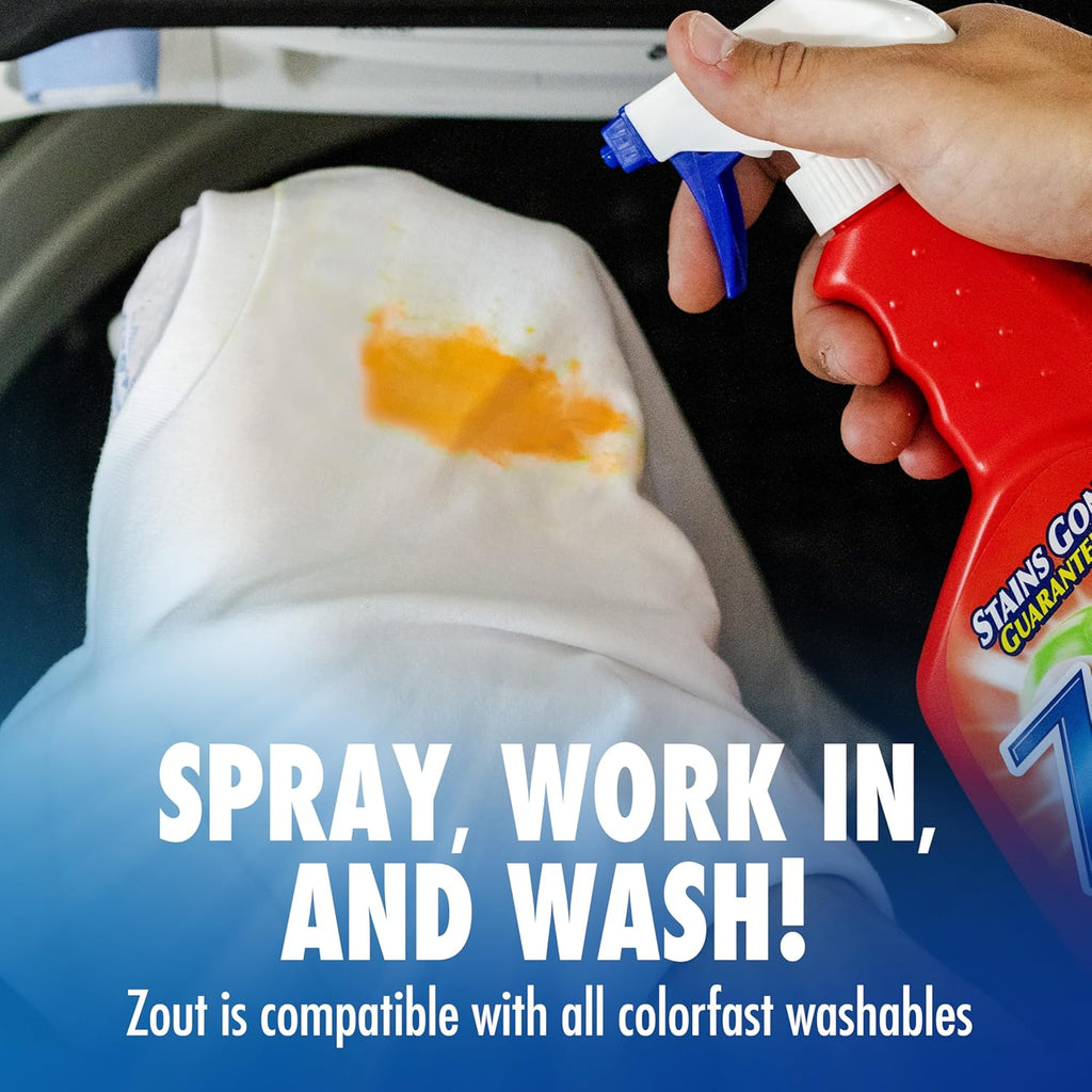 Zout Laundry Stain Remover Spray, Triple Enzyme Formula Removes the Toughest Stains, Made in the USA, 22 Ounce Bottles, 2-Pack