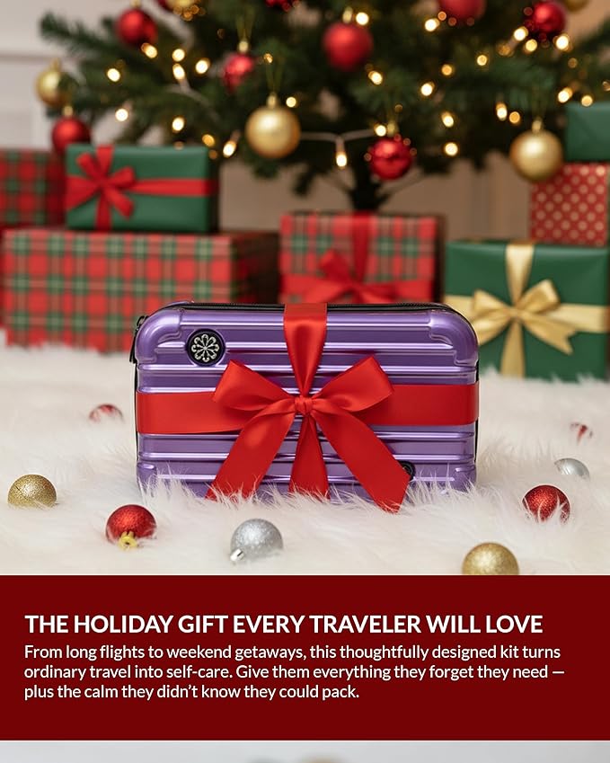 Essence Travel Amenity Kit - Compact Wellness Organizer with 5 Nasal Diffusers + 9 Traveler Comfort Essentials for Flights, Hotels & Adventures - Wearable Aromatherapy Self-Care On the Go