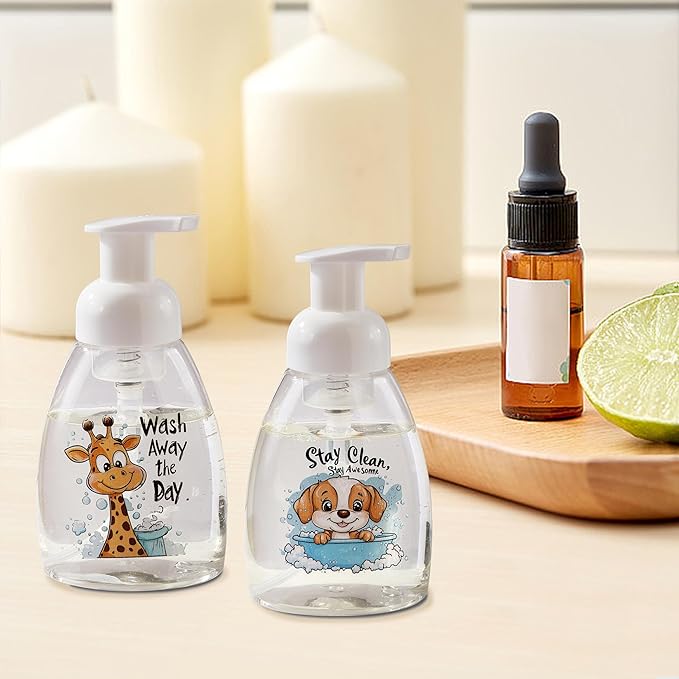 2PCS Foaming Soap Dispenser, DQELFA Foam Hand Soap Dispenser Pump Bottles, Refillable Plastic Foam Dispenser for Soap, Kitchen, Bathroom (8oz,250ml)