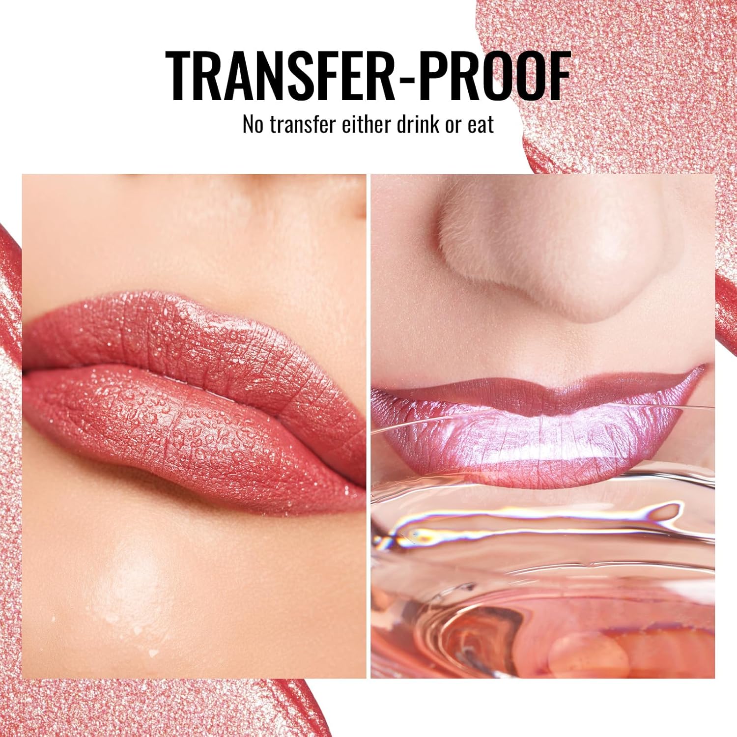 Oulac Pink Metallic Lipstick for Women, Rose Pink Lip Gloss, Lip & Eye 2 IN 1 Lip Makeup, Long Lasting Waterproof, High Impact Lip Color, Oil-Based Formula, Transfer Proof, Vegan MD04