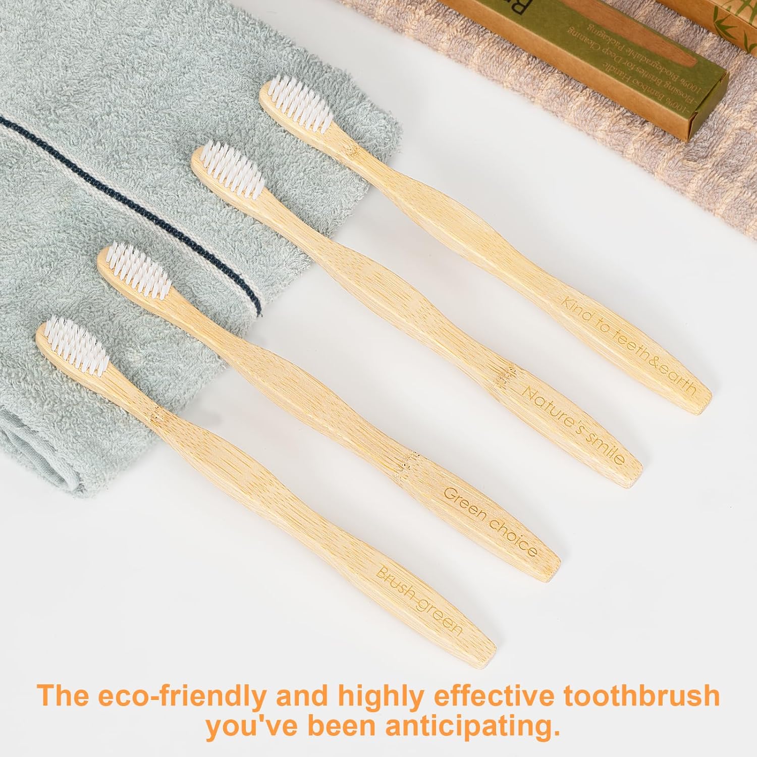Bamboo Toothbrushes, Soft, Flossing Bristles, Pack of 4