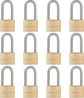 Weatherproof Padlock with Stainless Steel 304 Long Shackle and Solid Brass Body, 1-9/16 in. Wide, 12 Padlocks Keyed Alike, Marine Grade Rustproof Lock for Outdoors Use YNBSP1240