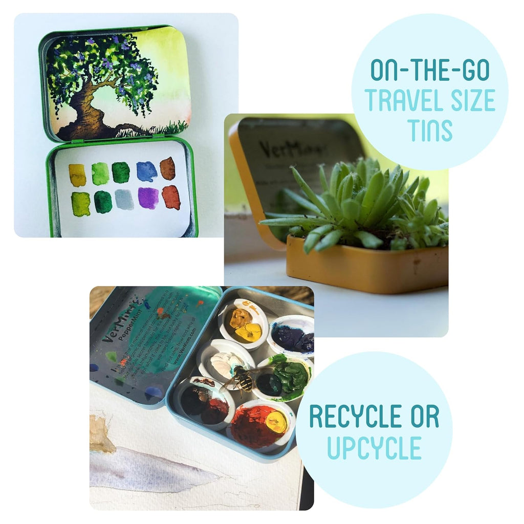 VerMints Organic Breath Mints – Peppermint, Ginger, Wintergreen, Cinnamon, Chai & Cafe Express Flavored Mints - Non-GMO, Gluten-Free, Vegan & Kosher Healthy Refresh - 1.41oz – 6 Variety Travel Tins