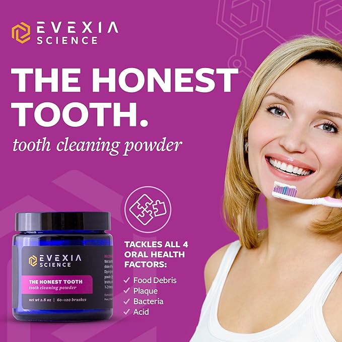 The Honest Tooth - Natural Tooth Cleaning Powder | Enamel-Friendly Baking Soda Formula | Whitens & Brightens Smile | SLS-Free, Plant-Based Oral Care, 2.8 oz