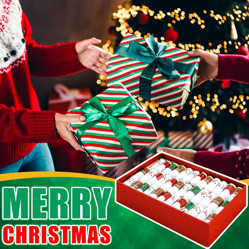 75 Pcs Christmas Lip Balm Bulk Mini Candy Cane Peppermint Flavor Lip Balms Bulk Christmas Stocking Stuffers Xmas Party Gifts Small Thank You Employee Appreciation Gifts for Women Men (Xmas Character)