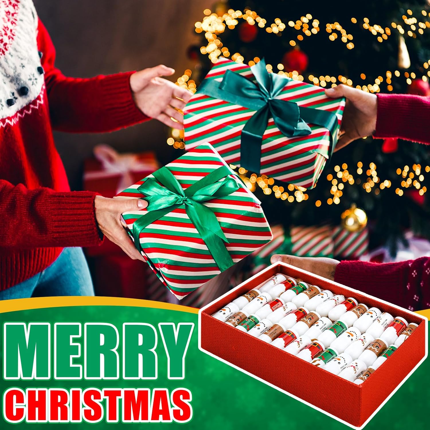 75 Pcs Christmas Lip Balm Bulk Mini Candy Cane Peppermint Flavor Lip Balms Bulk Christmas Stocking Stuffers Xmas Party Gifts Small Thank You Employee Appreciation Gifts for Women Men (Xmas Character)