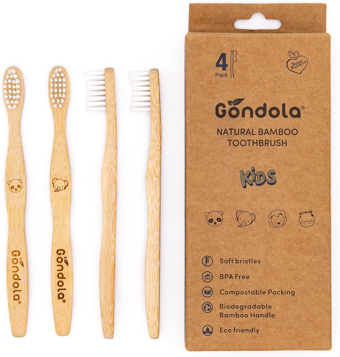 Gondola Bamboo Toothbrush (Kids - 4 Count (Pack of 1))