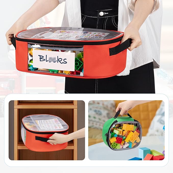 4pcs Toy Storage Organizer Container Bag for Building Bricks, Travel Bag for Building Blocks, Puzzle, Car Toy, Magnetic Toys, Dolls, Board Game Storage Organizer Case