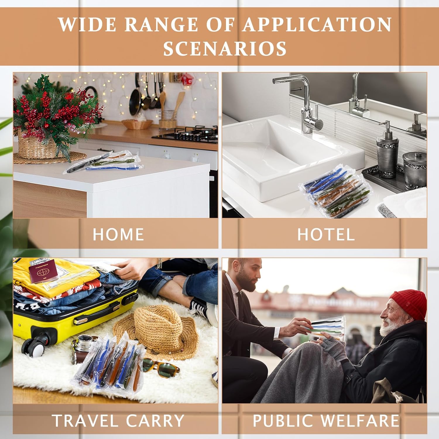 Tioncy 200 Pack Prepasted Disposable Toothbrushes Individual Wrapped Toothbrushes Soft Bristle Travel Toothbrush Single Use Wrapped for Hotel, Camp, Travel and Gift for The Homeless (Morandi Colors)