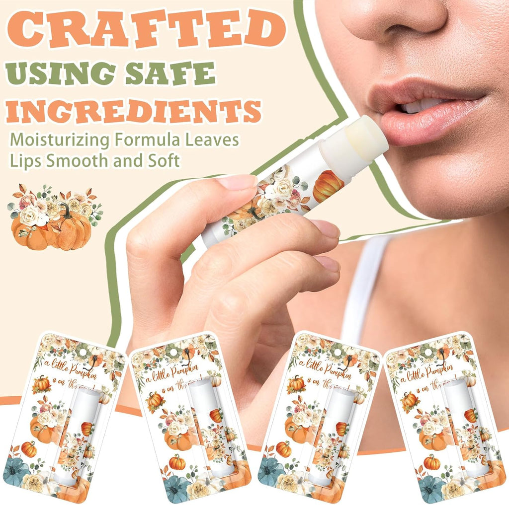 30 Pack Fall Little Pumpkin Baby Shower Games Prizes Gifts Bulk Pumpkin Pie Scented Lip Balms Favors for Boys Girls Gender Reveal Decorations Halloween Autumn Thanksgiving Baby Shower Bags Stuffer