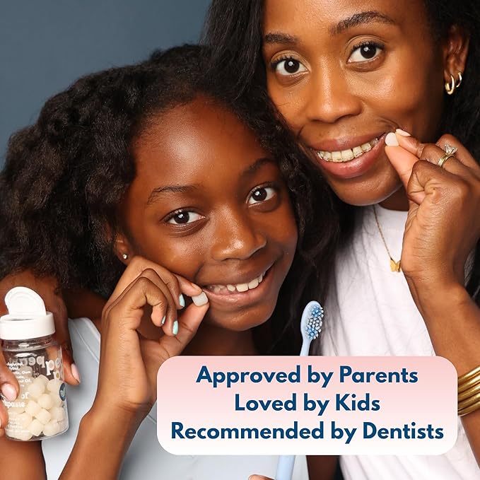 Toothpaste Pearls, Chewy Fluoride Free Toothpaste for Kids, Made with Nano Hydroxyapatite & Xylitol, Foam Free, Mess-Free Travel Tooth Paste, Mint Kiss, 65 Count