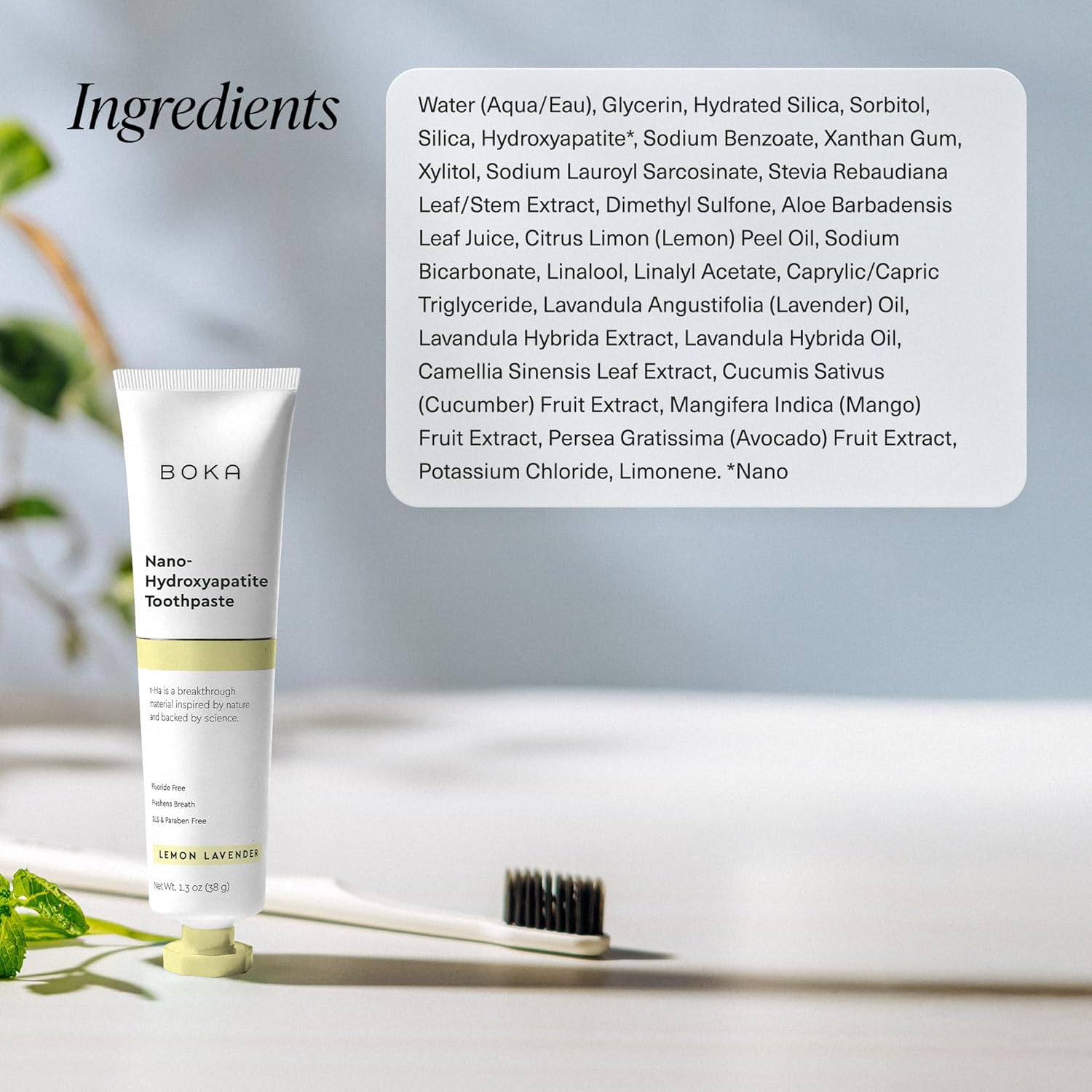 Boka Fluoride Free Toothpaste, Nano Hydroxyapatite Toothpaste, Appropriate for Sensitive Teeth - for Adult, Kids Oral Care - Lemon Lavender Flavor, 1.3 Fl Oz 2Pk US Manufactured