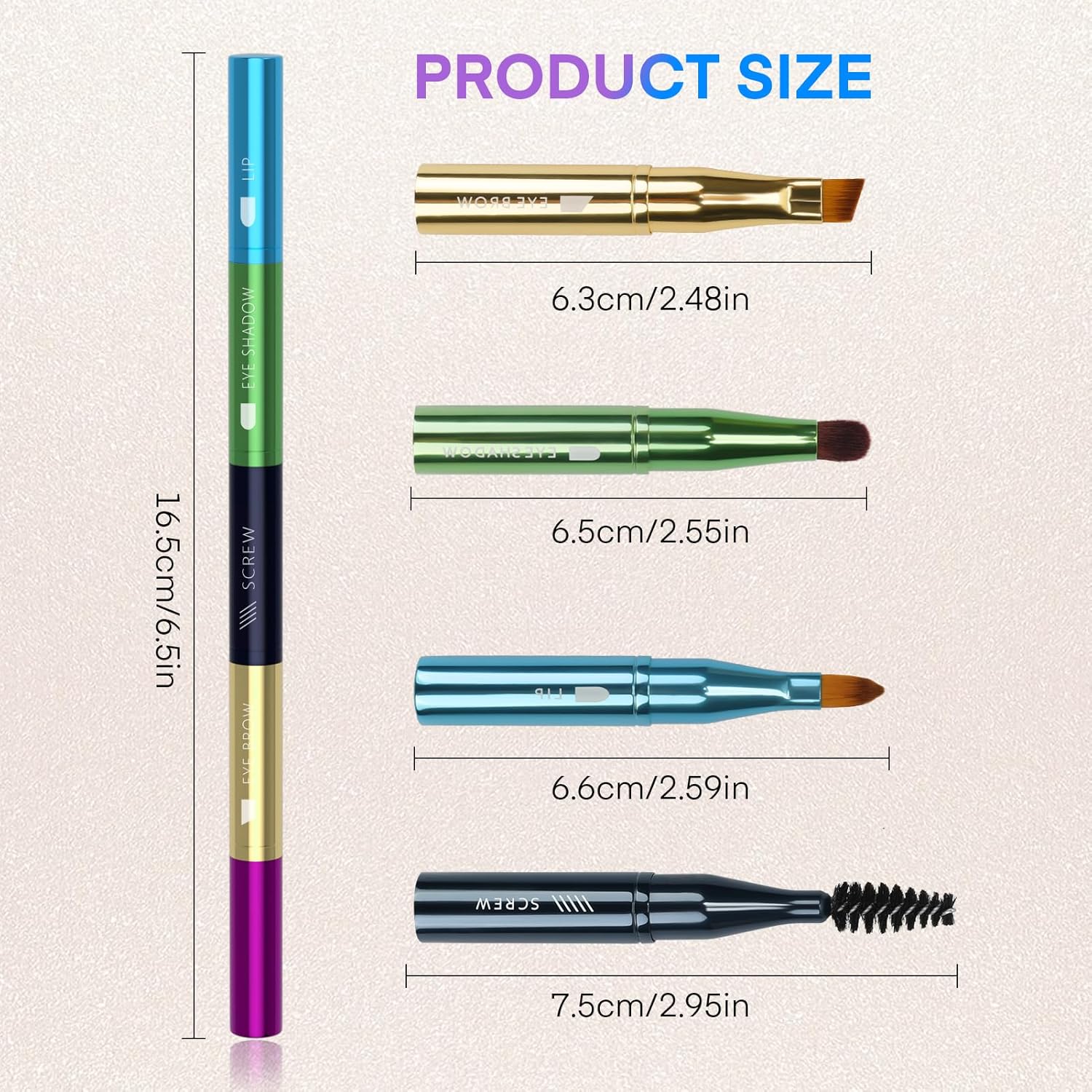 Unaone 4 in 1 Makeup Brush - Lip Brush for Lipstick, Eyebrow, Eyeshadow, Spiral Eyebrow Portable Detachable Multi-functional Lipstick Brush for Makeup