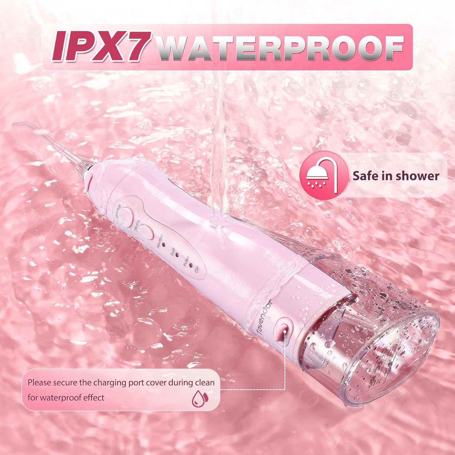 TOVENDOR Electric Water Flosser, Cordless Rechargeable Dental Oral Irrigator IPX7 Waterproof 300ML Travel Water Teeth Cleaner with 5 Tips for Braces Care Teeth Gums Cleaning, Home Office Daily Use