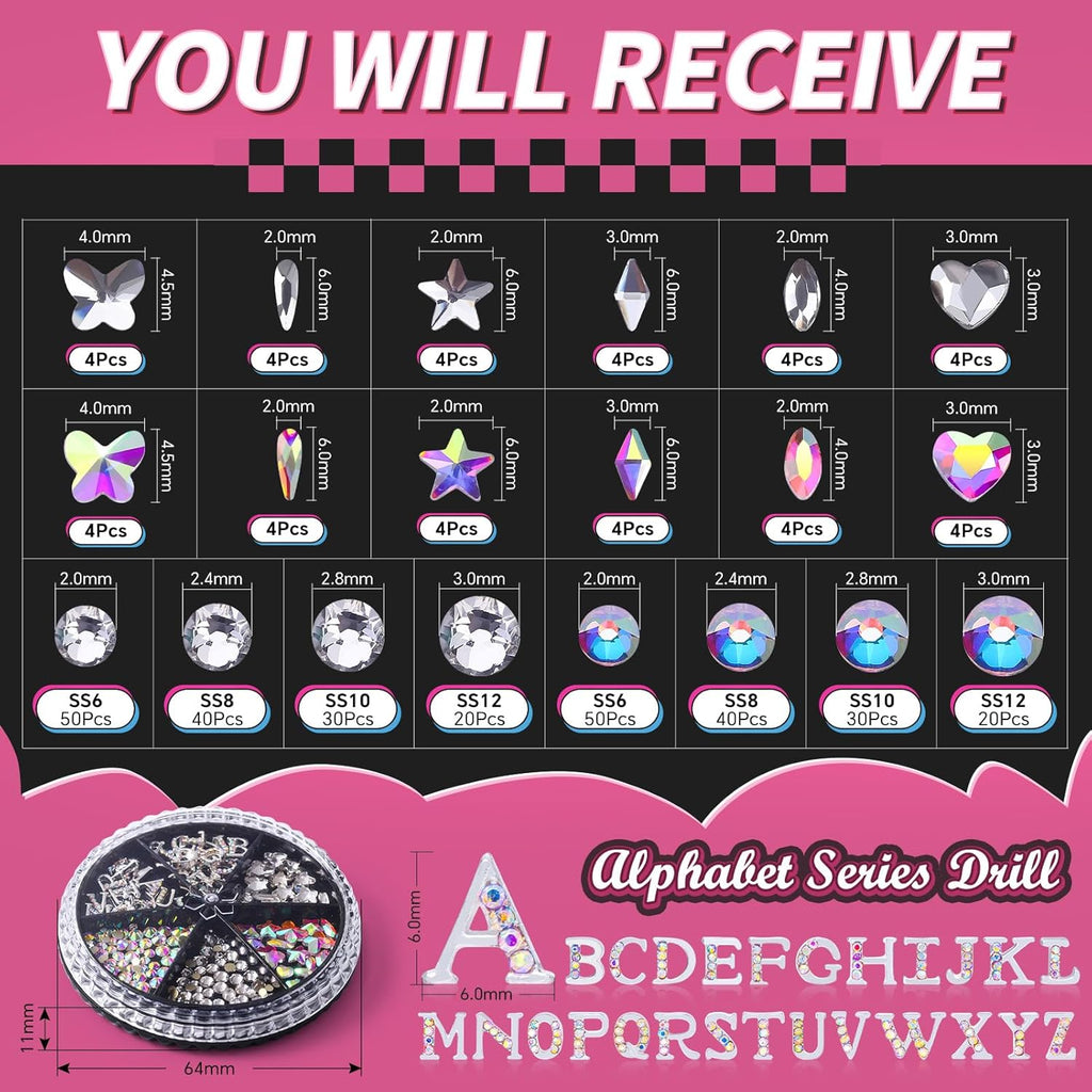 154 Letter pcs Teeth Gem Kit,Tooth Gems for DIY Crystals Teeth Jewelry Kit for Girls Gold Y2K Butterfly Love for Boys Silver (Silver)