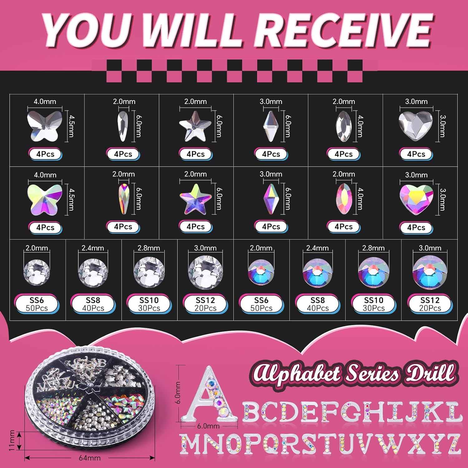 154 Letter pcs Teeth Gem Kit,Tooth Gems for DIY Crystals Teeth Jewelry Kit for Girls Gold Y2K Butterfly Love for Boys Silver (Silver)