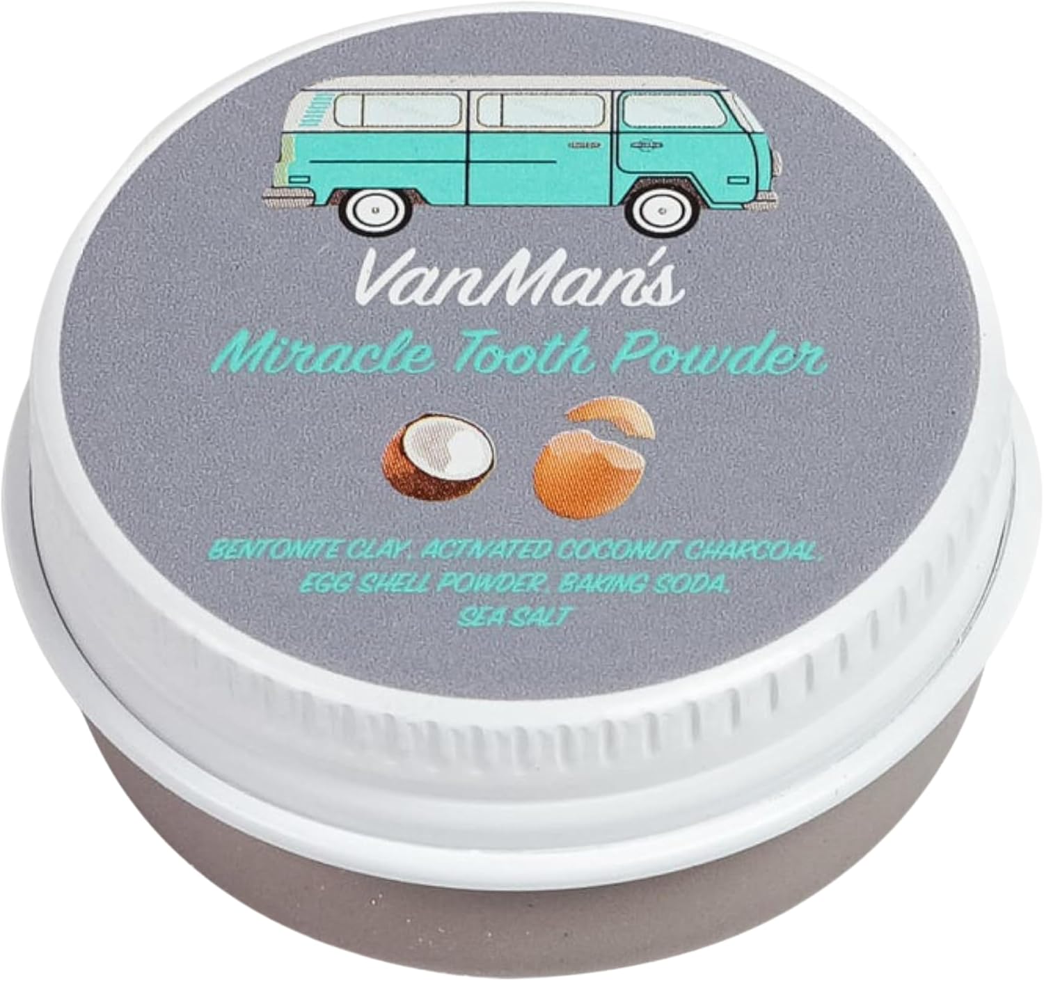 Vanman's - Tiny Miracle Eggshell Tooth Powder - Fluoride-Free Whitening with Coconut Charcoal & Eggshell Powder - Remineralizing - 0.25 oz