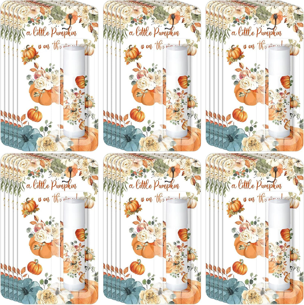30 Pack Fall Little Pumpkin Baby Shower Games Prizes Gifts Bulk Pumpkin Pie Scented Lip Balms Favors for Boys Girls Gender Reveal Decorations Halloween Autumn Thanksgiving Baby Shower Bags Stuffer