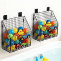 2 Pack Large Bath Toy Storage, Metal Bathtub Shower Toy Holder, Foldable bath Tub Toy Organizers Black, Bathroom Toy Storage with Drainage for Sorting Toys/Clothes/Toiletries