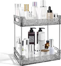 2-Tier Bathroom Counter Organizer Countertop Storage, Dresser Organizer Vanity Tray for Makeup, Perfume Organizer Cosmetics Skincare Shelf - Grey