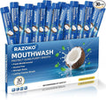 RAZOKO Mouthwash Travel Size-Portable Fresh Mint Packets,Alcohol & Fluoride Free Mouthwash,Disposable Oral Care Strips (0.41 Fl Oz (Pack of 30), Coconut)