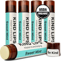 Kind Lips Sweet Mint Lip Balm 5-Pack - USDA Organic, Natural Chapstick Alternative for Dry Lips | Gluten-Free, Cruelty-Free