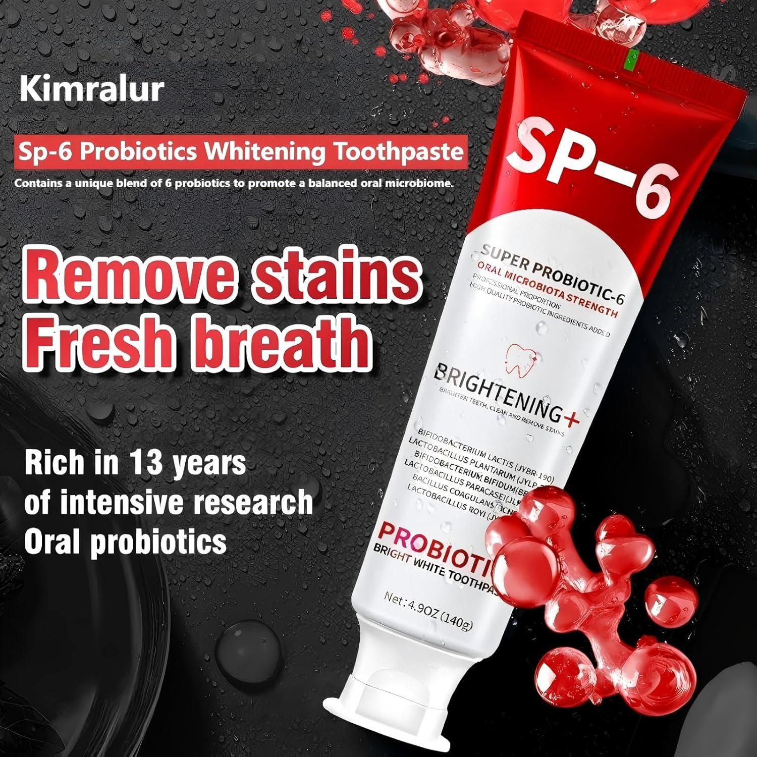 Sp-6 Probiotics Whitening Toothpaste, Sp-6 Ultra Whitening Toothpaste, Enhanced Formula with Enamel-Safe, Fluoride-Free, Fresh Breath Mint Flavor for Oral Health (2)