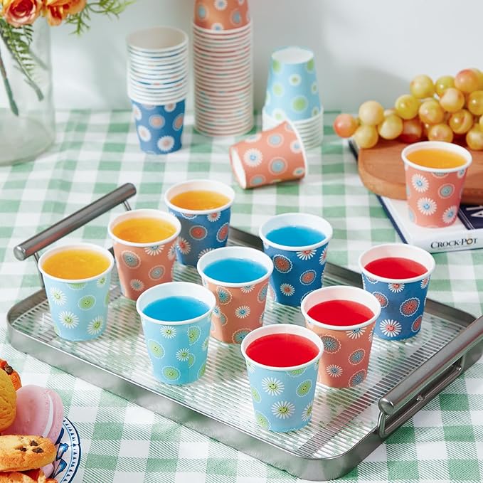 SIUQ 1200 Pack 3 oz Paper Cups, Disposable Bathroom Cups, Mini Mouthwash Cups, Small Cup 3 Ounce for Bathroom, Party, Picnic, BBQ, Travel(Daisy)