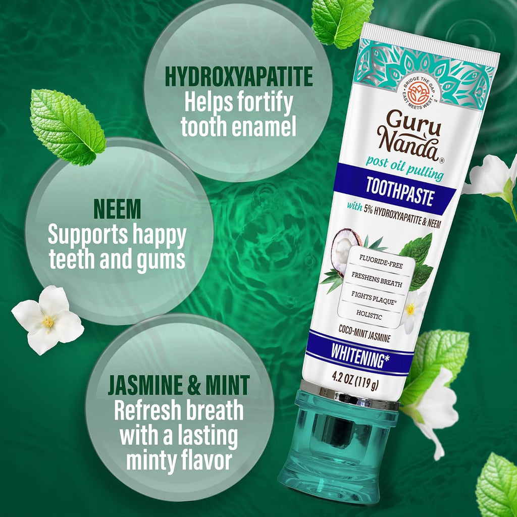 GuruNanda Mint to Be Kit – CocoMint Oil Pulling, Hydroxyapatite Neem Toothpaste, & Dual Barrel Breath Harmonizer Mouthwash for Fresh Breath & Oral Care