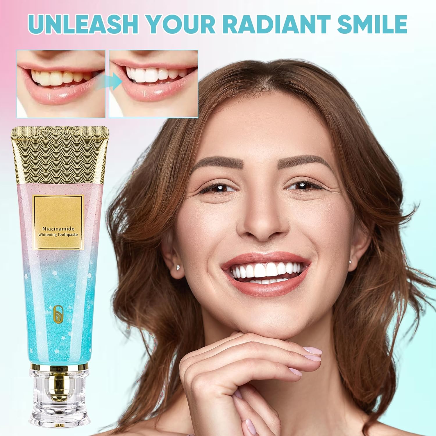 Niacinamide Whitening Toothpaste, Triple Action Whitening with Natural Gentle Care Deep Stains Radiant Smile Natural & Gentle Formula Fresh Breath (2)