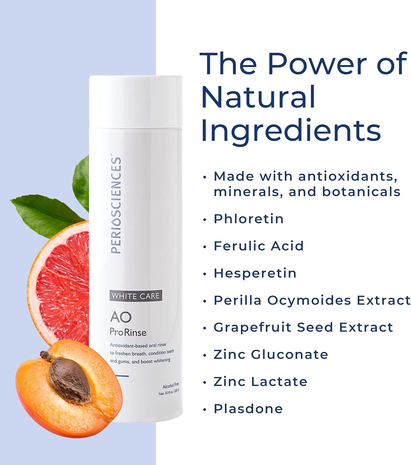 PerioSciences AO ProRinse White Care Whitening Mouthwash with Antioxidants – Oral Rinse for Gum Health, 10 Fl Oz / 300ml
