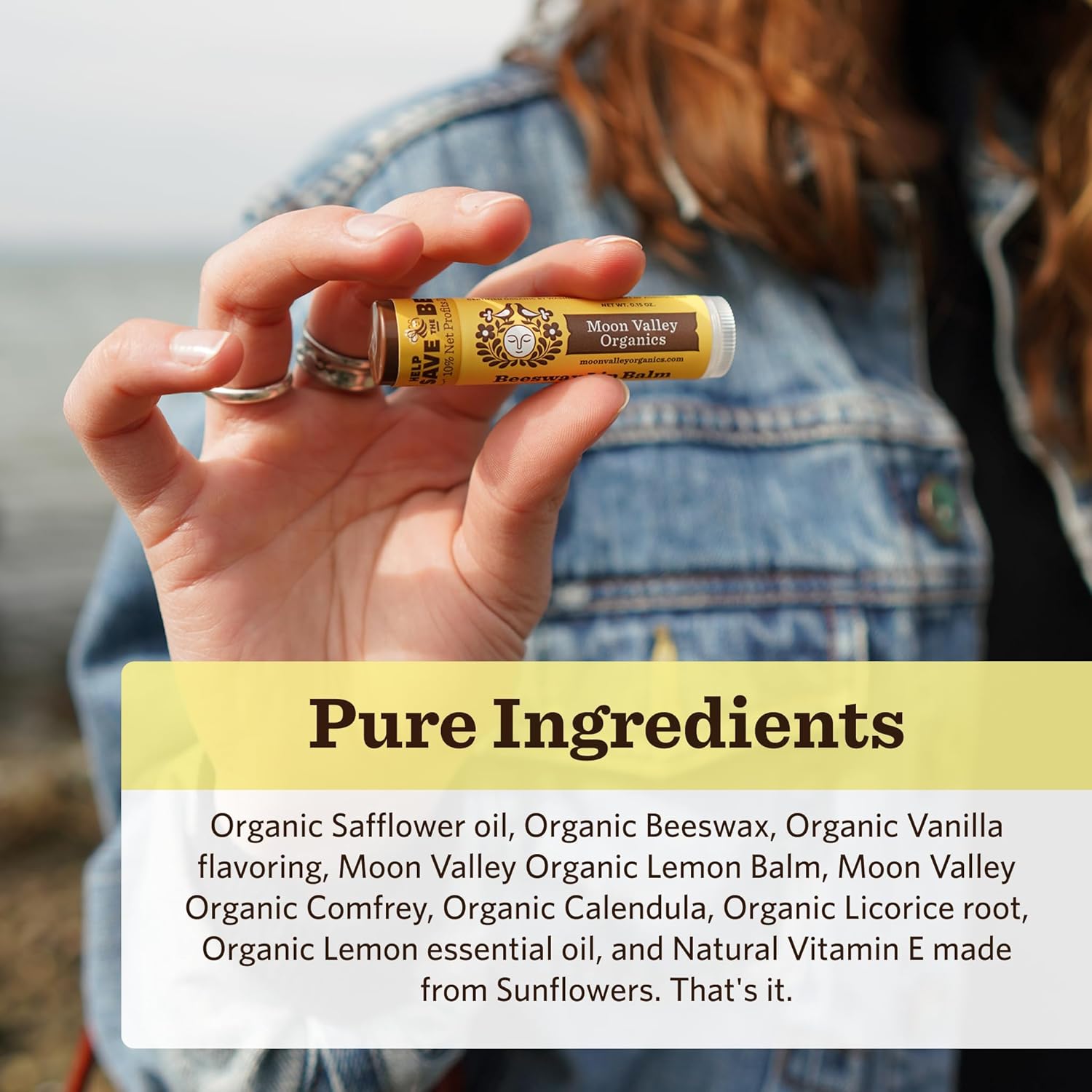 Moon Valley Organics Beeswax Lip Balm for Moisturizing Lips and Cuticles (VELVETY VANILLA, 6-Pack)