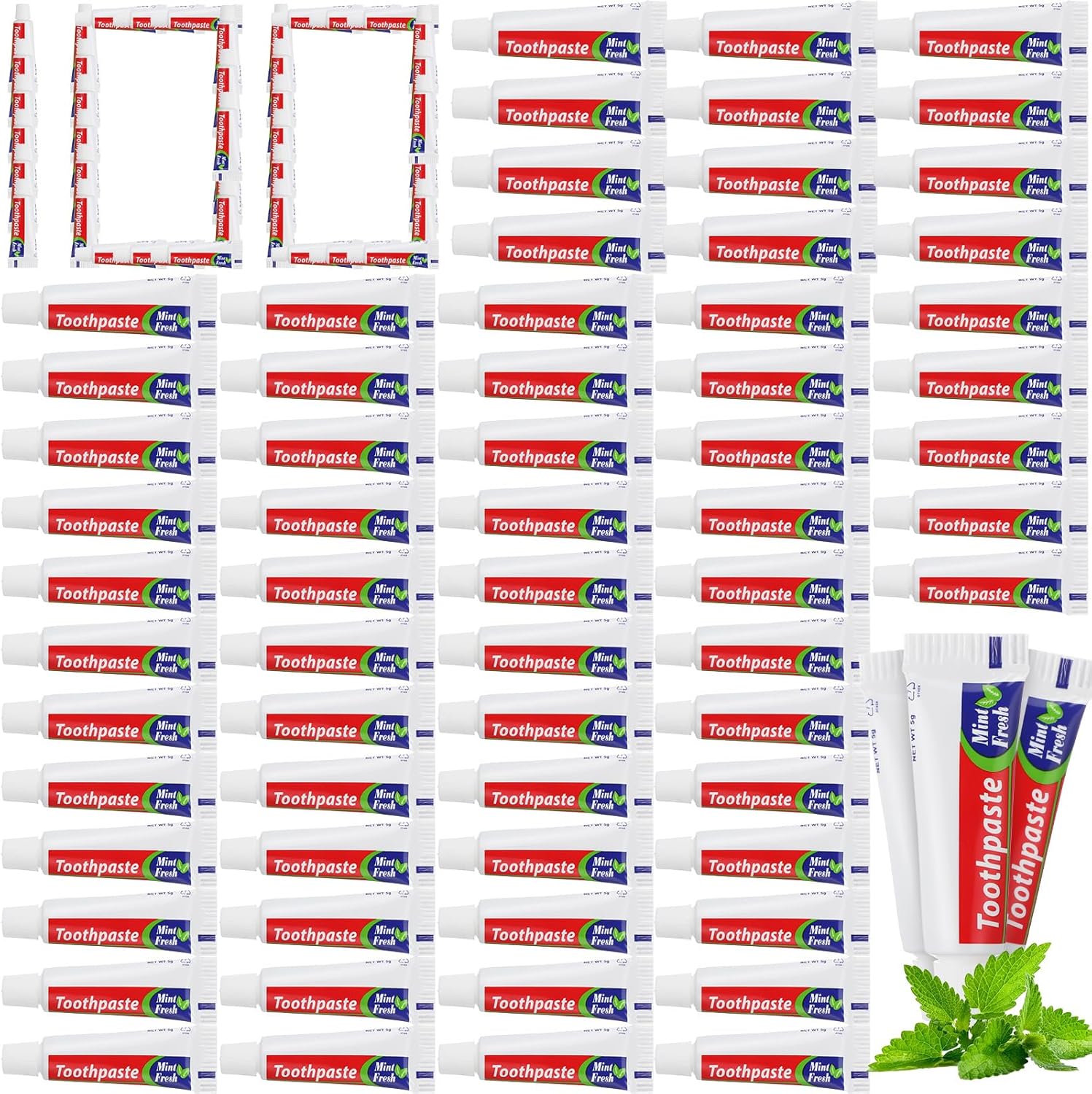 Mini Toothpaste Bulk Regular Clean Mint Toothpaste for Bad Breath, Helps Freshens Breath, Whitens Teeth Travel Size 0.18oz for Home Hotel Office School Camping