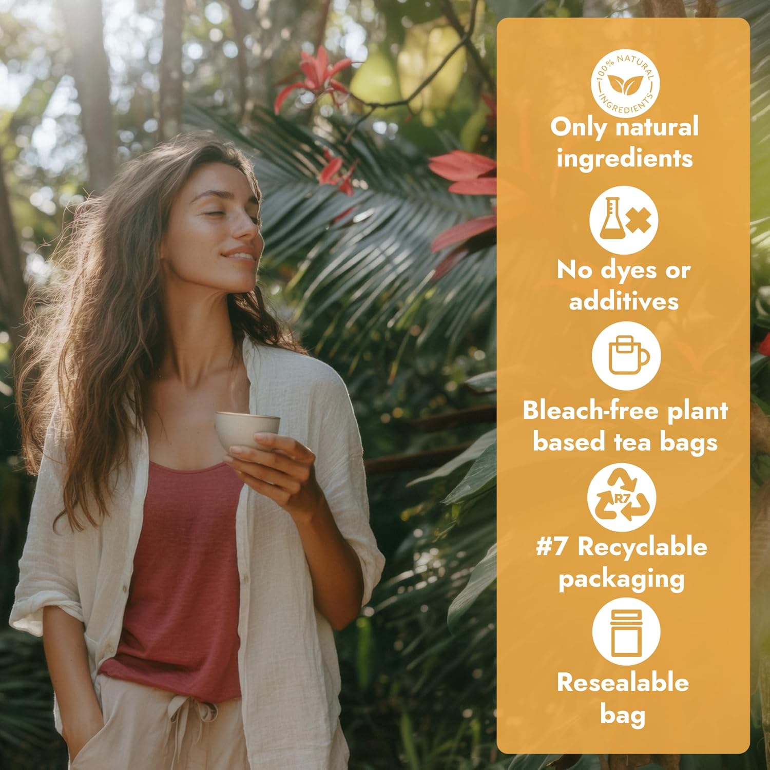 Vital Bloom 120 ct Ginger Tea Bags, Blend With Peppermint, Licorice, Lemongrass and Black Pepper, 100% Natural Ingredients, Bleach Free Tea Bags, Caffeine Free (Free Bamboo Tongs Included)