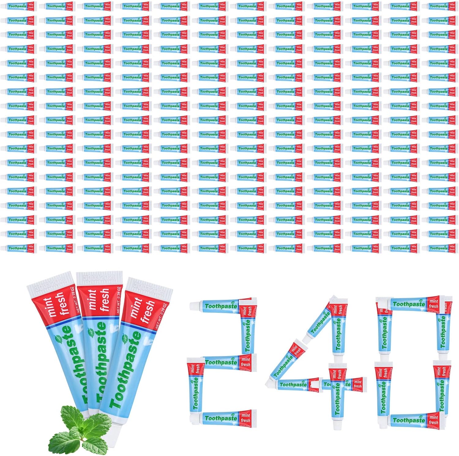 0.28oz Small Toothpaste Travel Size Bulk,Mini Toothpaste Travel,Mint Scent TSA Compliant for Hotel Camping Gym Office School Homeless 240