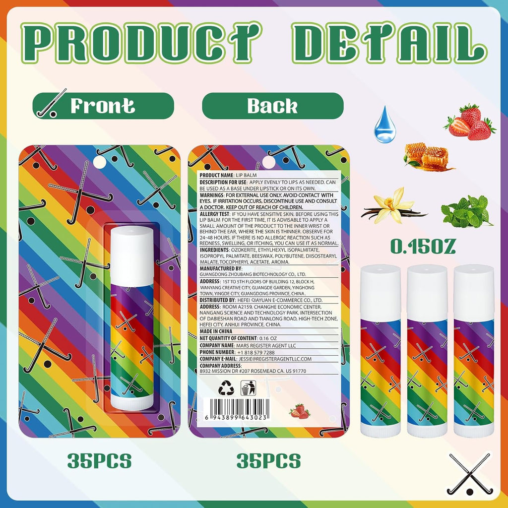 35 Pack Christmas Lip Balm Gifts Bulk Hockey Natural Moisturizing Lipstick Set Hockey Party Favors Sports Gift for Team Teen Adults Birthday Party Game Decorations Supplies