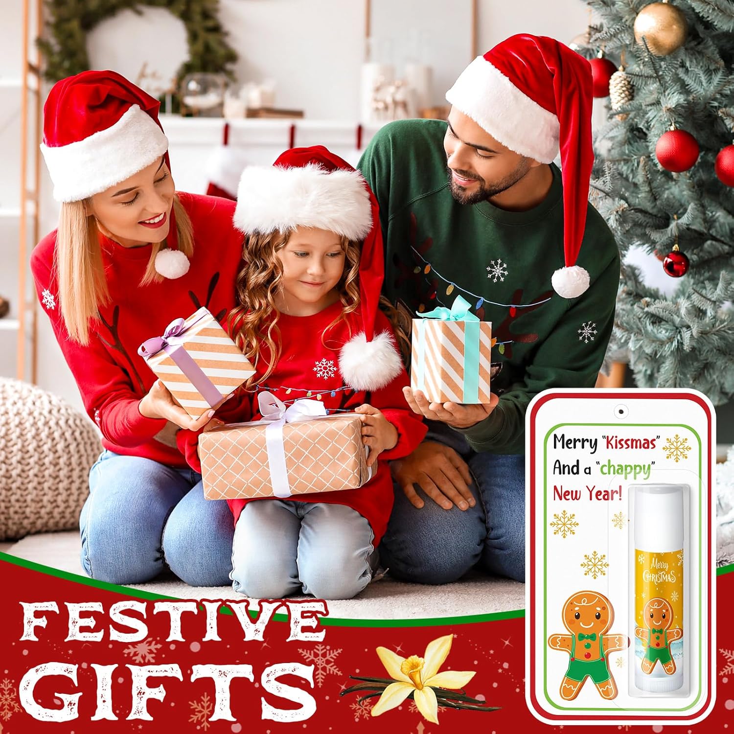 10 Pack Christmas Lip Balms Bulk Christmas Party Gifts Favors Stocking Stuffers Holiday Lip Balms Employee Staff Team Appreciation Gifts Thank You for Teacher Coworkers (Cute)