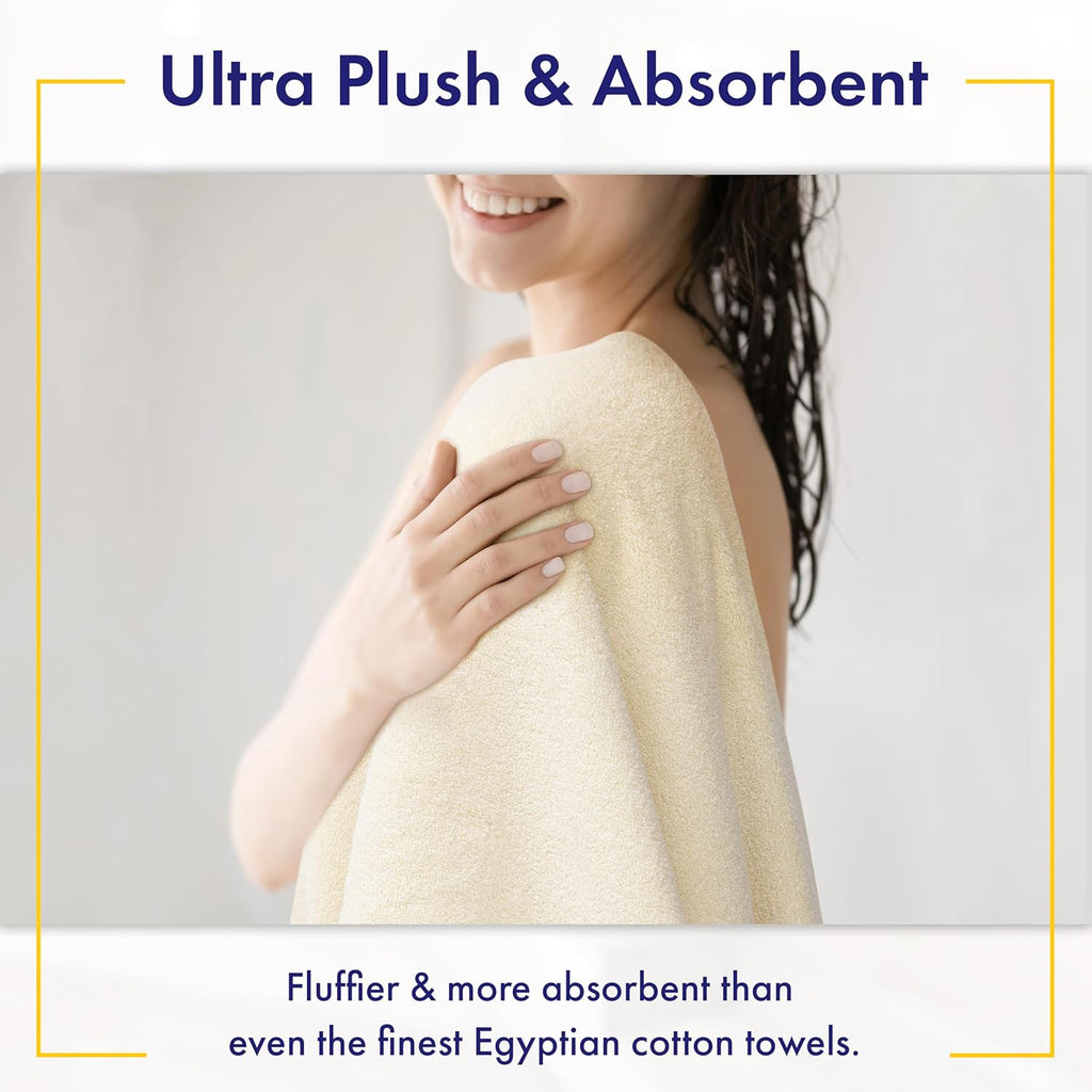 100% Organic Luxury Bath Sheets - GOTS Certified - Extra Large 35x70 Inches (Pack of 2) Zero-Twist, Long-Staple Cotton Bath Sheet Set (Papyrus)