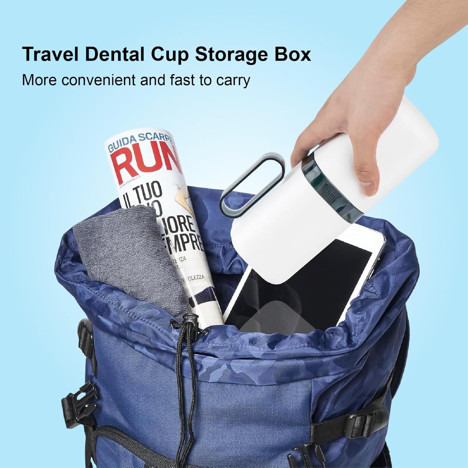 2-in-1 Compact Design Travel Toothbrush Case with Rinse Cup & Handle – Leak-Proof Toothbrush Holder for Travel, Camping, Gym, Outdoor – Portable & Hygienic Storage for Oral Care Essentials