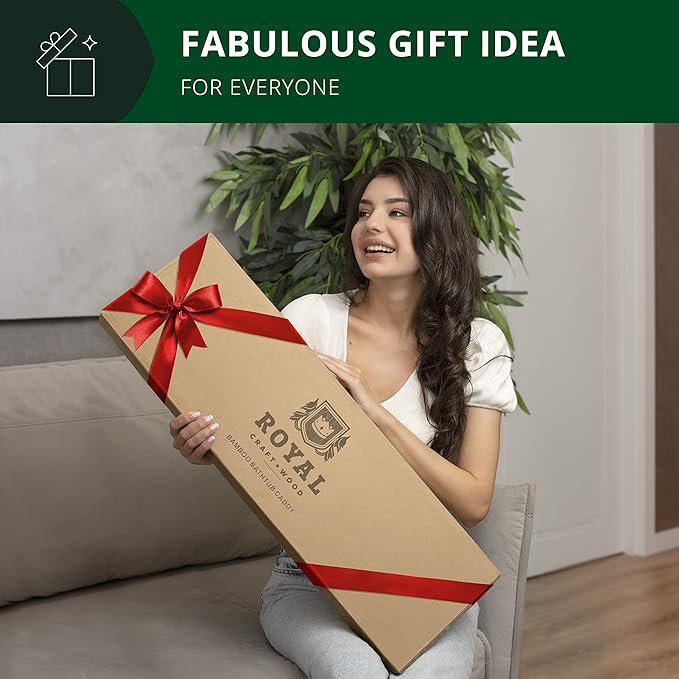 ROYAL CRAFT WOOD Non-Foldable Bathtub Tray - Wood Bath Tray for Tub, Bamboo Bathtub Shelf, Expandable Bath Table Trays, Luxury Bathroom Accessories for New Home & Unique Gift for Women