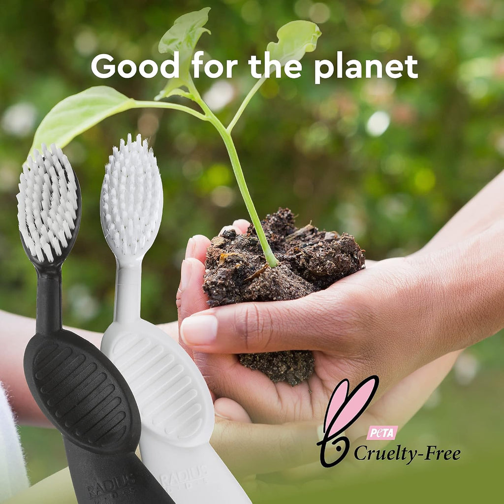 RADIUS Flex Brush Toothbrush Designed to Improve Gum Health & Reduce Gum Issues - Right Hand - Purple/Watermelon/Mint Green - Pack of 3