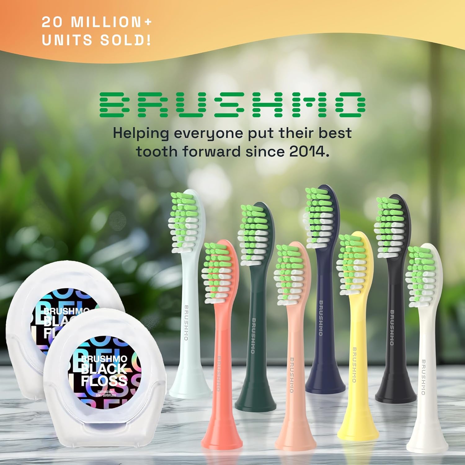 Brushmo Replacement Toothbrush Heads, Compatible with Philips One for Sonicare Electric Toothbrush Handles HY1022, 4 Standard Heads with Tongue Cleaner, Soft DuPontBristles, BM124m, Shimmer