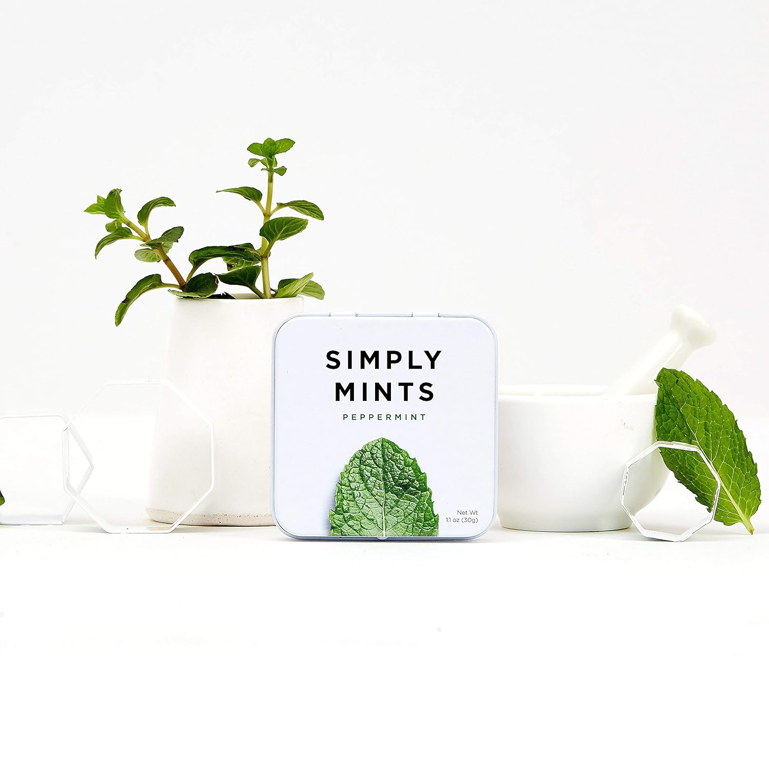SIMPLY Mints | Peppermint Breath Mints | Pack of One (30 Pieces Total) | Breath Freshening + Aspartame-Free + Vegan + non-GMO