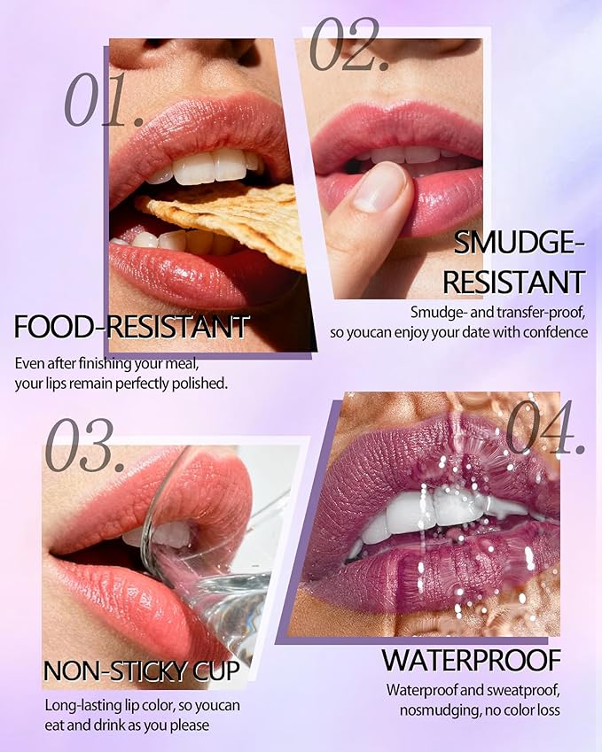 Lip Stain Peel Off, Waterproof Long Lasting Qiciy Tattoo Lip Gloss Color Peel Off Lips Tint Stain, Transfer-Proof Matte Tinted Lips Liner, High Pigmented Tattoo Lipstick Makeup Gift for Women-01 Peach