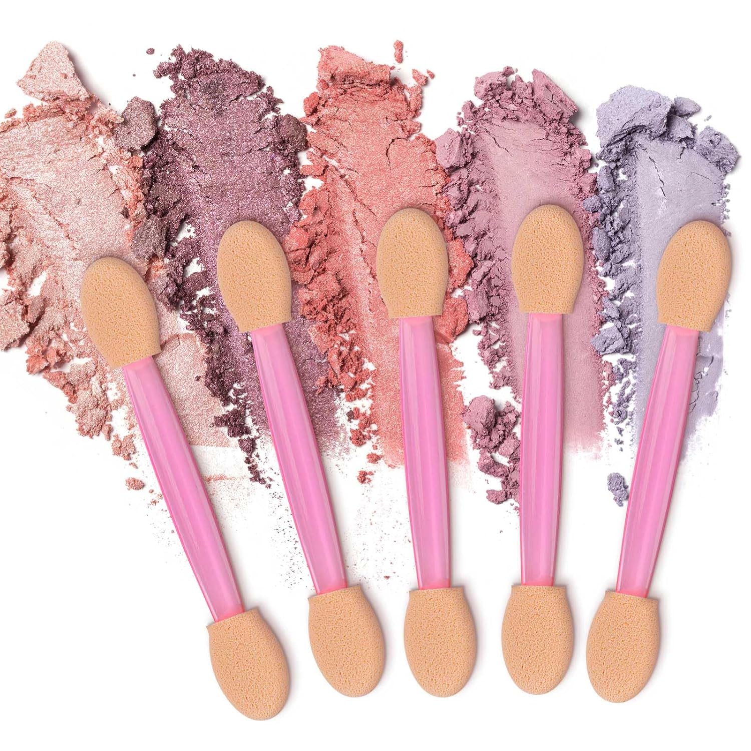 1000 Eye Shadow Applicator Disposable Foam Makeup Brush Sponge Tipped Oval Eyeshadow Applicators Dual Sides Pink