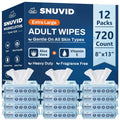 Adult Wipes For Elderly - 8"x13" Extra Large & Soft Wet Wipes for Adults Bathing No-Rinse Incontinence & Cleansing - Disposable Washcloths, Vitamin E & Aloe Infused 720ct (12 Packs of 60)