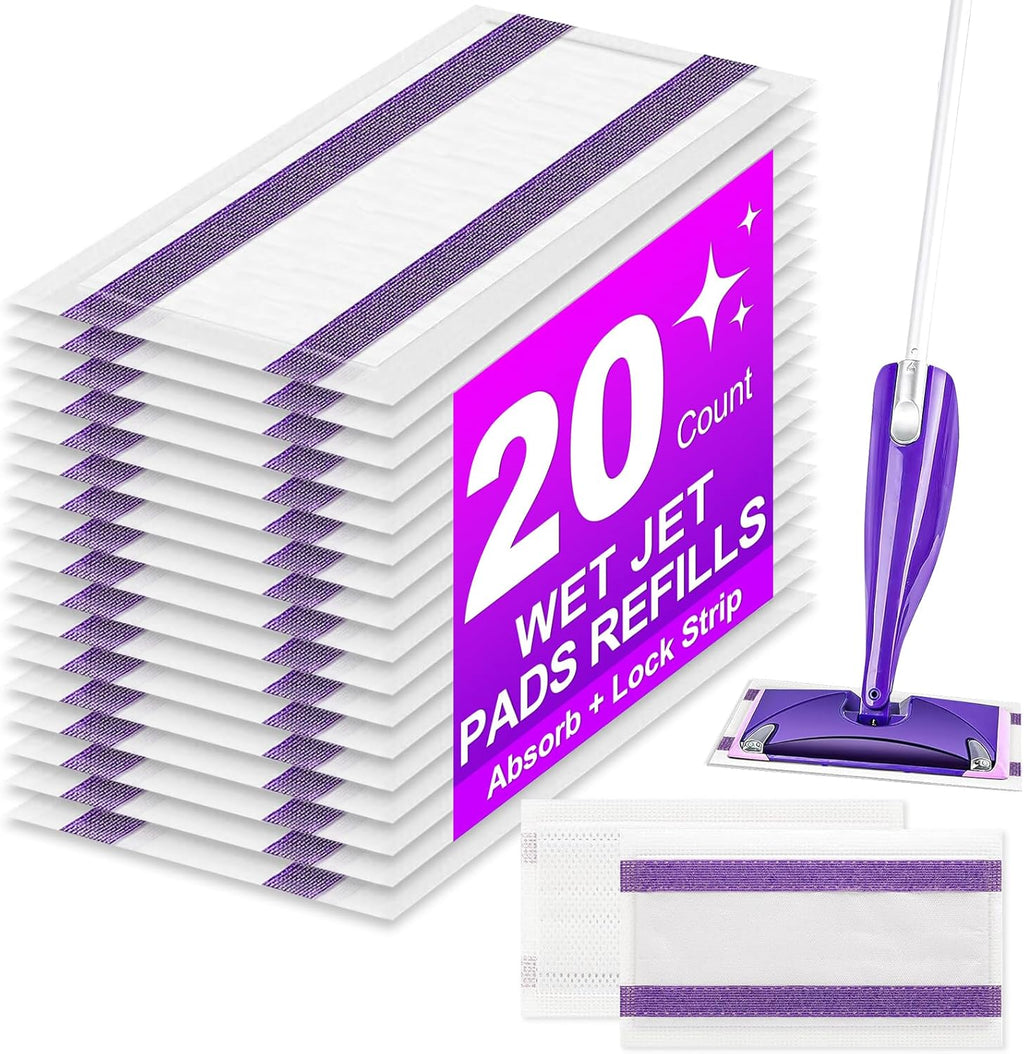 20Pack Mopping Pad Refill for swiffer Wetjet Mop Compatible with swiffer Wet Pads Refill Replacement for swiffer Wet Jet Pads Disposable Multi Surface Floor Mop Pads, Thickness & Absorbent