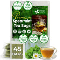 FreshDrinkUS, Premium 45 Spearmint Tea Bags, 100% Natural Spearmint Leaves. Loose Leaf Spearmint Herbal Tea. Spearmint Leaf Tea. No Sugar, No Caffeine, No Gluten, Vegan.