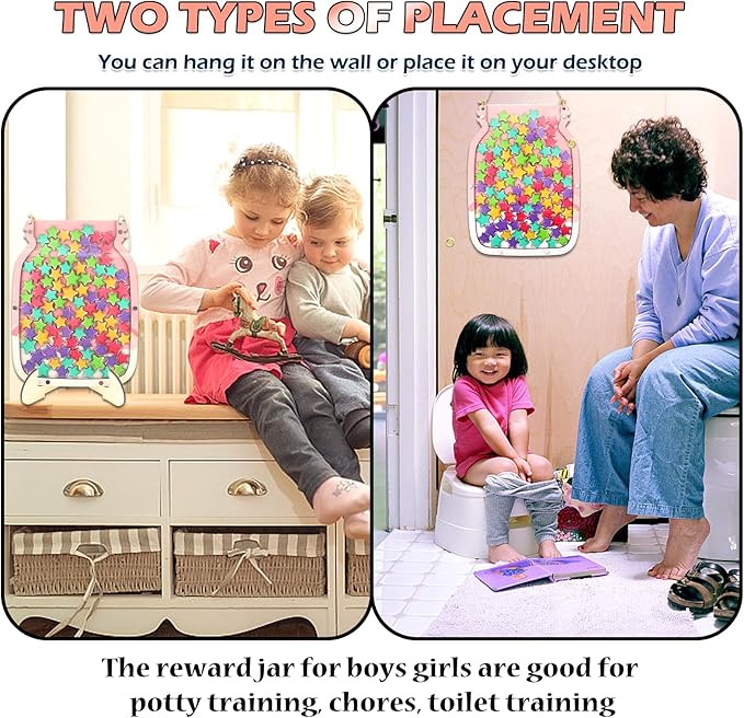 100pcs Reward Jar Classroom, Reward Jar for Kids, Star Jar Behavior Management Classroom Tools, Reward Jar for Good Behavior Home Classroom School Motivate(13 x 9.84") (Pink)